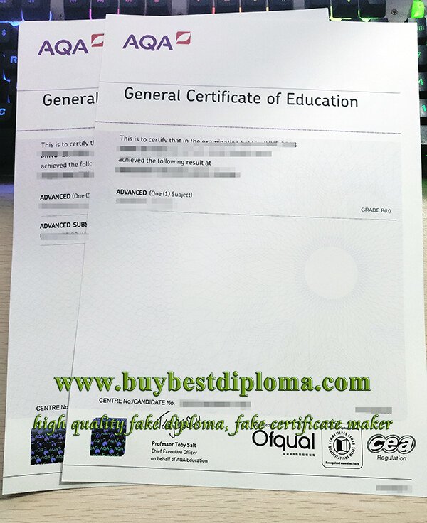 AQA GCE certificate
