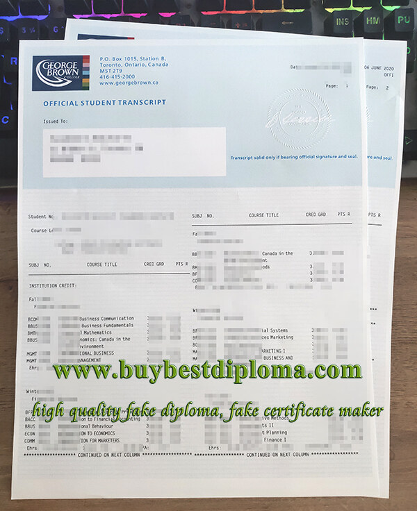 George Brown College transcript George Brown College transcript