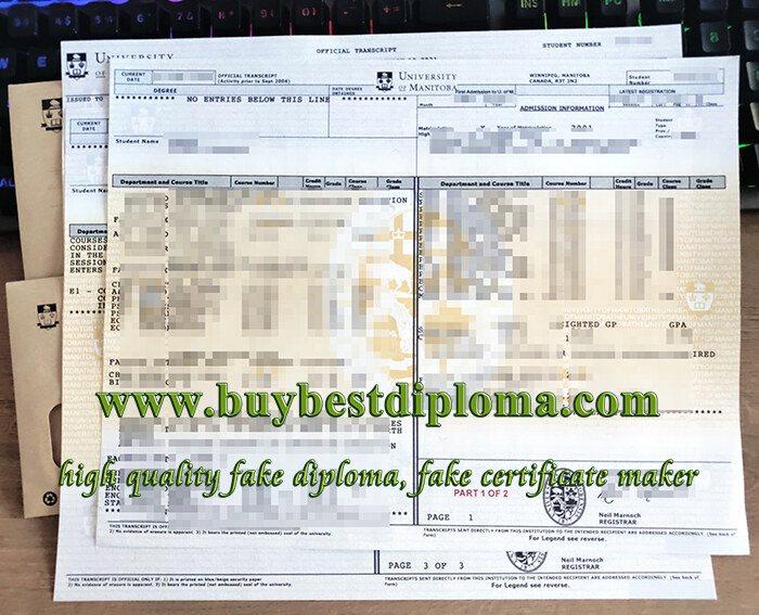 University of Manitoba transcript