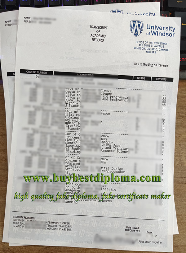 University of Windsor transcript University of Windsor transcript