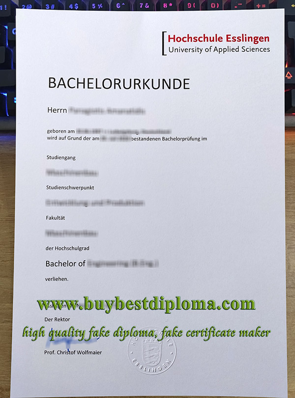 Hochschule Esslingen Urkunde Hochschule Esslingen Urkunde
