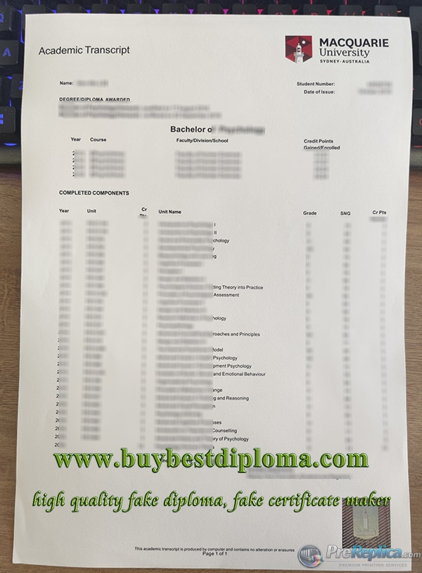 Macquarie University transcript Macquarie University transcript