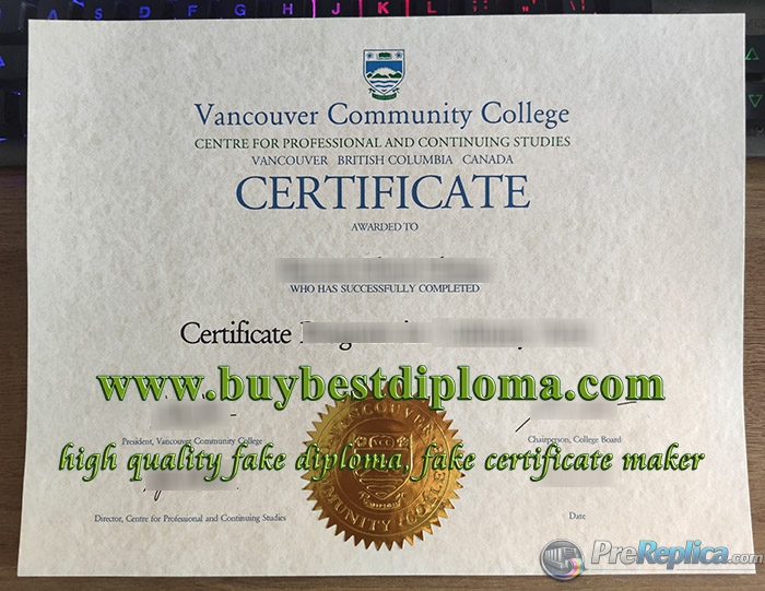 Vancouver Community College certificate