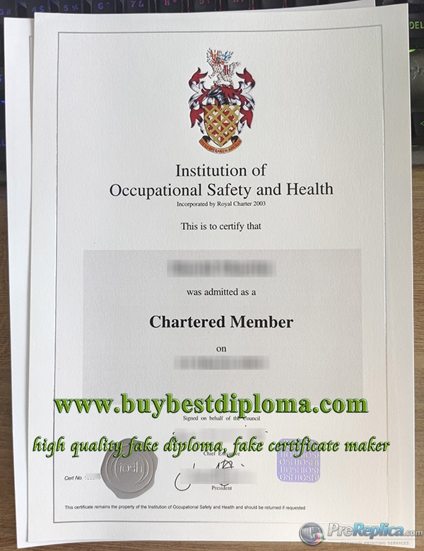 IOSH Chartered Member certificate