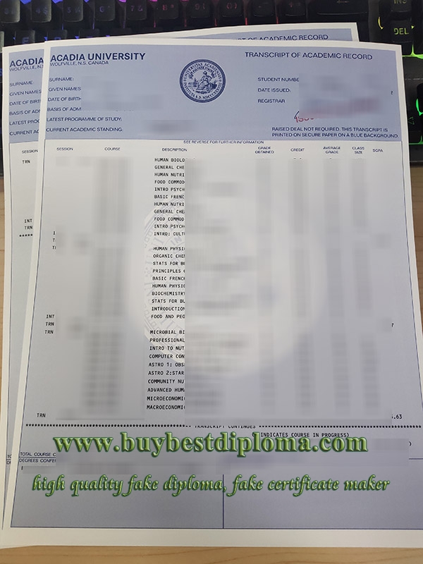 Acadia University transcript Acadia University transcript