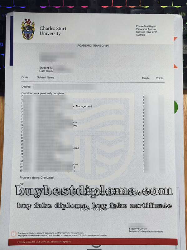 Charles Sturt University transcript Charles Sturt University transcript