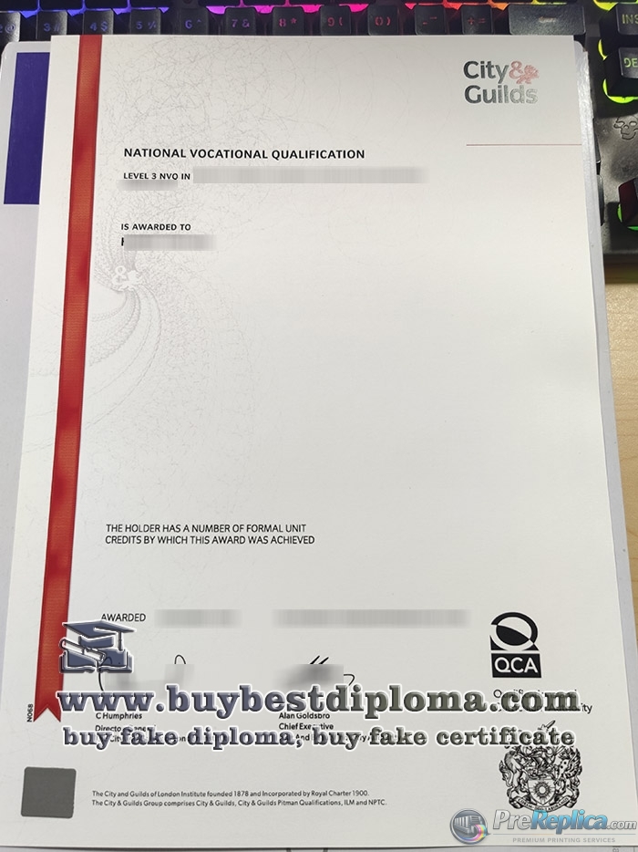 National Vocational Qualifications certificate