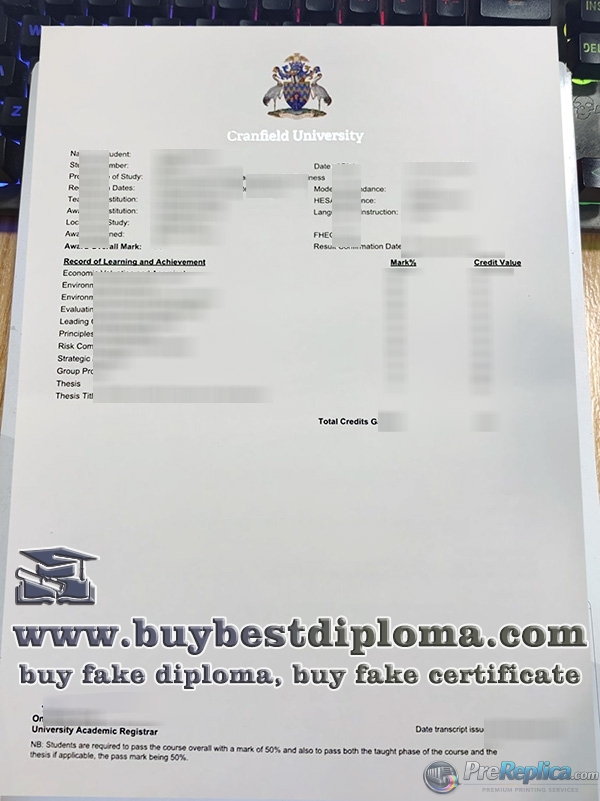 Cranfield University transcript