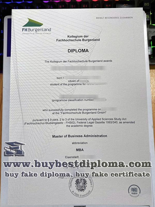 Fachhochschule Burgenland Diploma, FH Burgenland Degree, Fachhochschule Burgenland Diploma, FH Burgenland Degree,