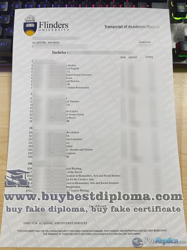 Flinders University transcript