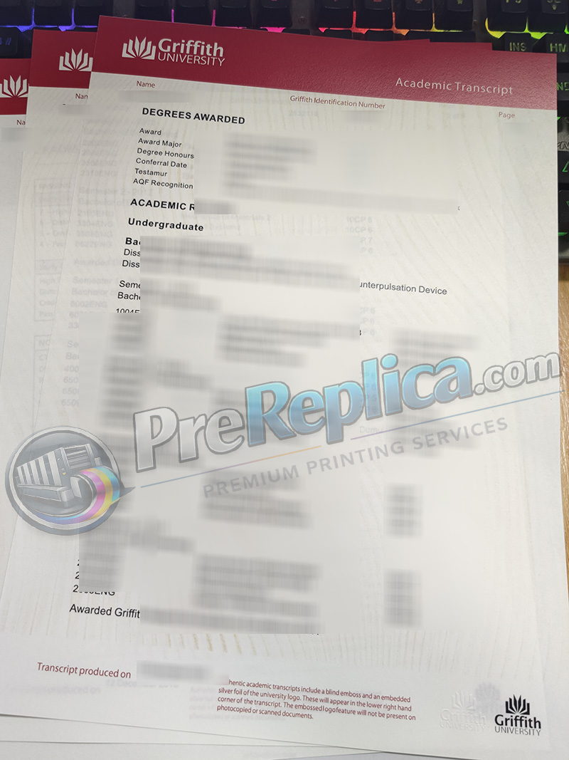 Griffith University transcript