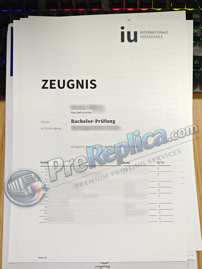 IU Internationale Hochschule zeugnis
