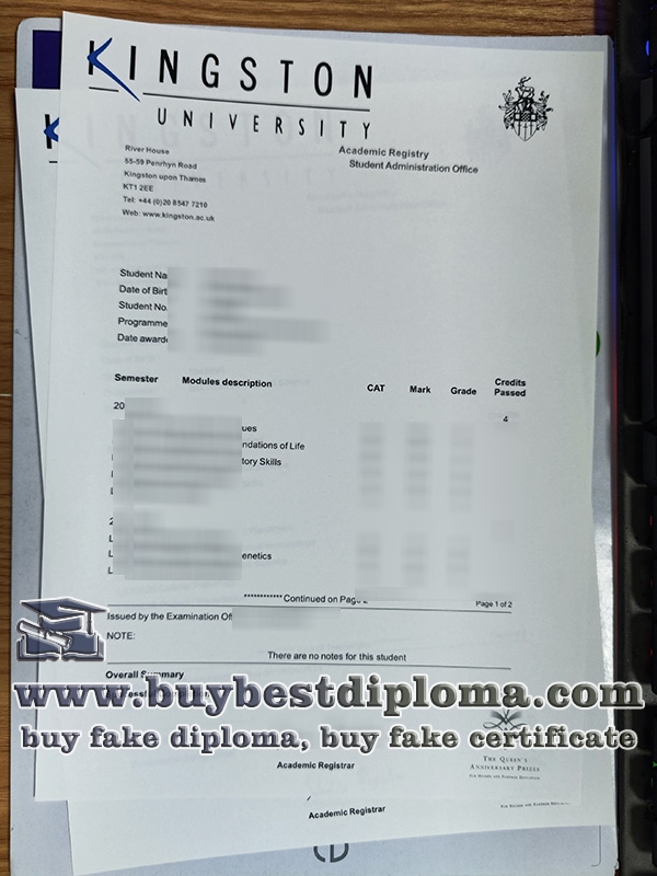 Kingston University transcript Kingston University transcript