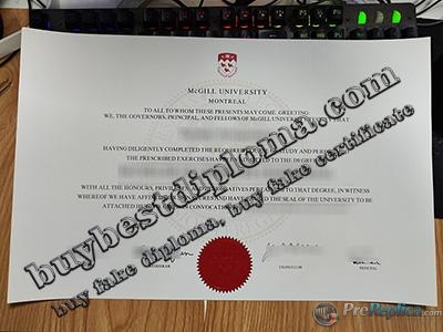 Mcgill University diploma certificate