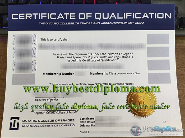 Ontario College of Trades certificate