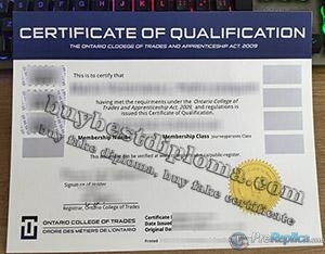 Ontario College of Trades diploma, Ontario College of Trades certificate, fake Canada certificate,