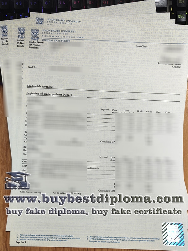 Simon Fraser University transcript Simon Fraser University transcript