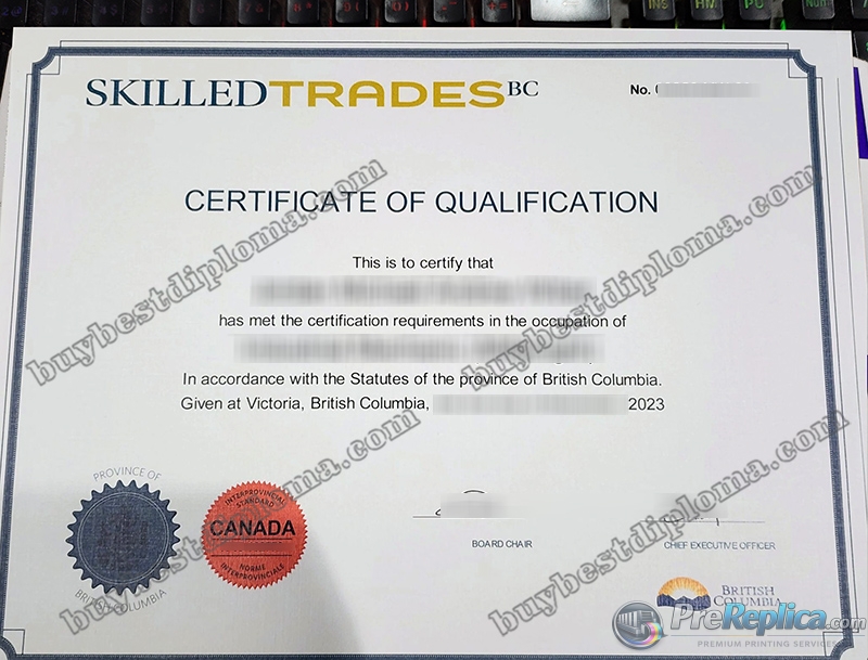 SKILLED TRADES BC certificate