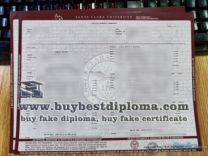 Santa Clara University transcript Santa Clara University transcript