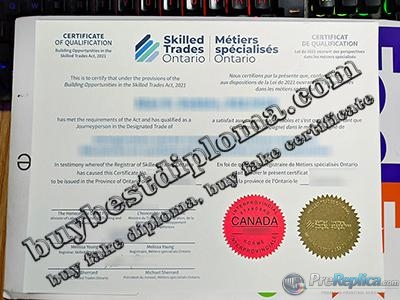 Skilled Trades Ontario certificate of qualification, Skilled Trades certificate,