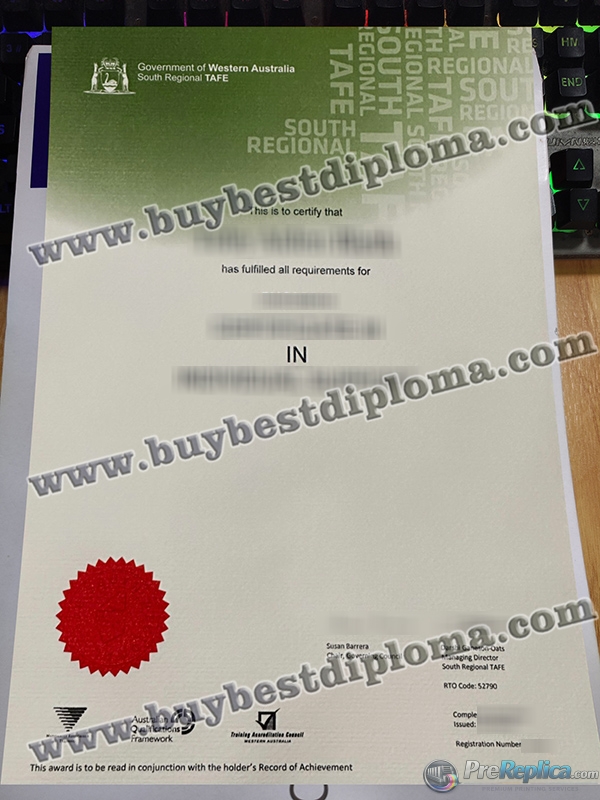 South Regional TAFE certificate
