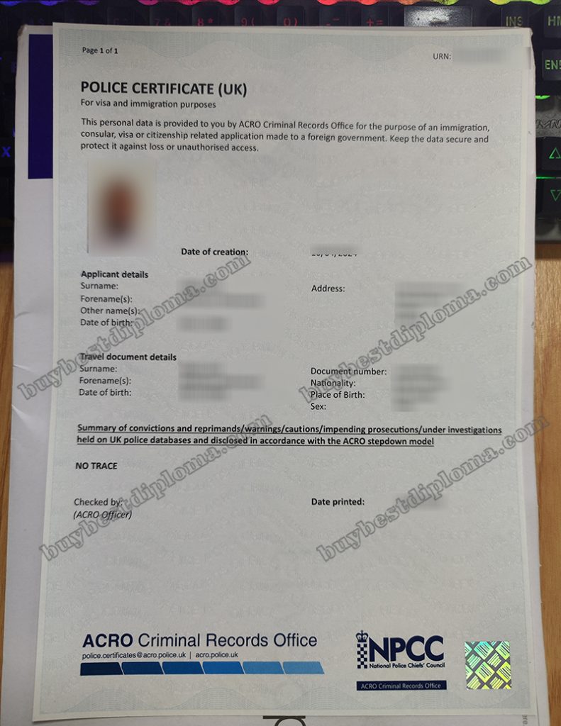 UK Police Certificate, ACRO certificate, UK Police Certificate, ACRO certificate,