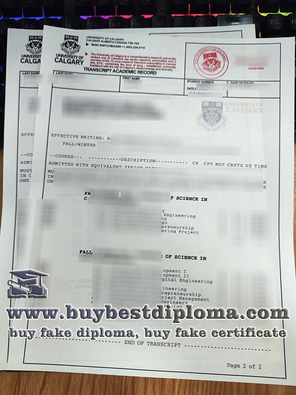 University of Calgary transcript University of Calgary transcript
