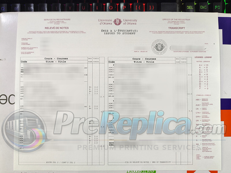 University of Ottawa transcript