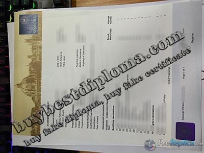 University of Oxford transcript, University of Oxford certificate,