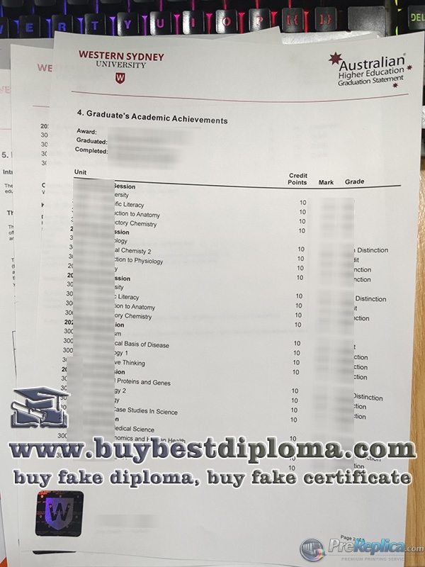 Western Sydney University transcript