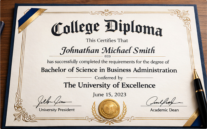prereplica college diploma